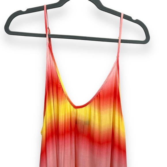 Aqua Swim Dress Womens Small Orange Yellow Tie Dye Maxi Cover Up Resortwear - Picture 3 of 9